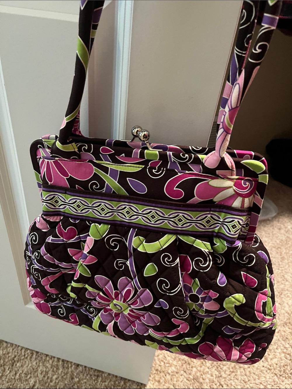 Vera Bradley Retired Eloise Purple Punch Shoulder Bag